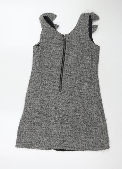 Club L Womens Grey Cotton Tank Dress Size M Round Neck Zip - Size M/L