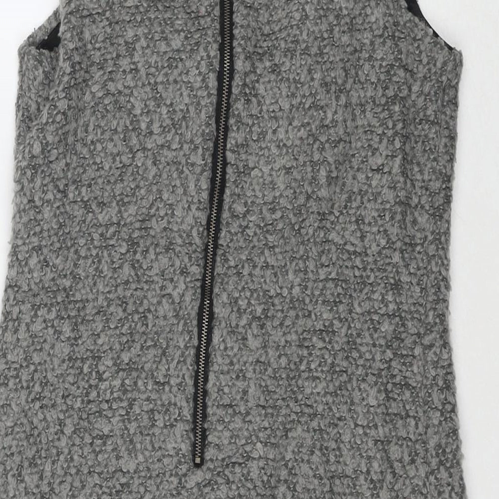 Club L Womens Grey Cotton Tank Dress Size M Round Neck Zip - Size M/L