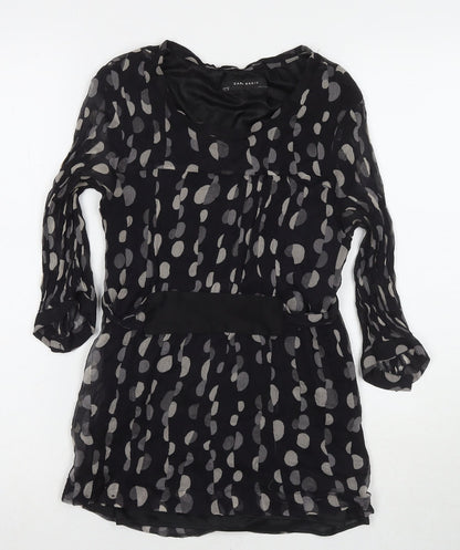 Womens UK Size S Zara Black Basic Blouse