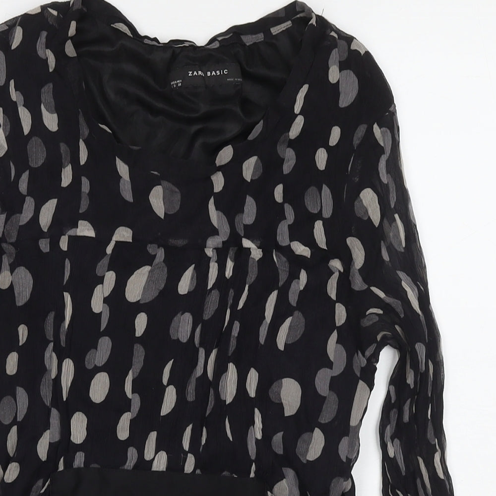 Womens UK Size S Zara Black Basic Blouse