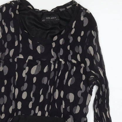Womens UK Size S Zara Black Basic Blouse