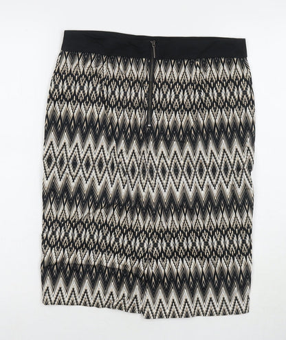 Marks and Spencer Womens Multicoloured Geometric Cotton A-Line Skirt Size 10 Zip