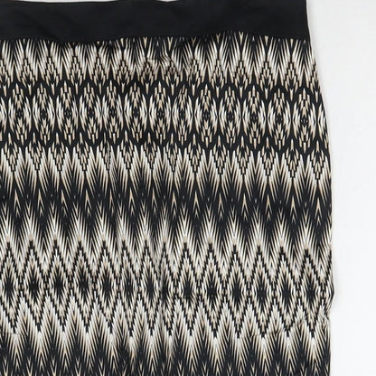 Marks and Spencer Womens Multicoloured Geometric Cotton A-Line Skirt Size 10 Zip