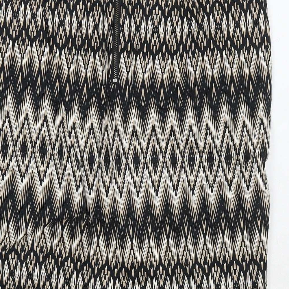 Marks and Spencer Womens Multicoloured Geometric Cotton A-Line Skirt Size 10 Zip