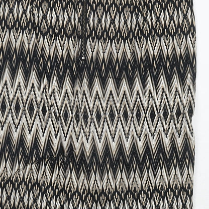 Marks and Spencer Womens Multicoloured Geometric Cotton A-Line Skirt Size 10 Zip