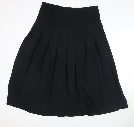 Marks and Spencer Womens Black Polyester Pleated Skirt Size 16 Zip