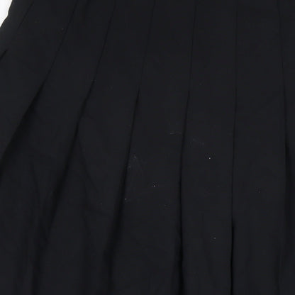 Marks and Spencer Womens Black Polyester Pleated Skirt Size 16 Zip