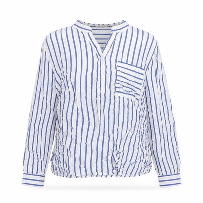 MSD Womens White Striped Viscose Basic Button-Up Size XL V-Neck