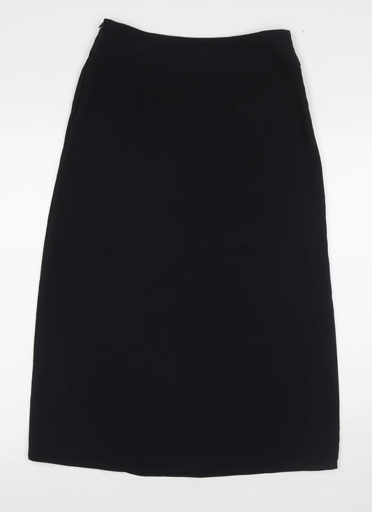 Marks and Spencer Womens Black Polyester Straight & Pencil Skirt Size 8 Zip