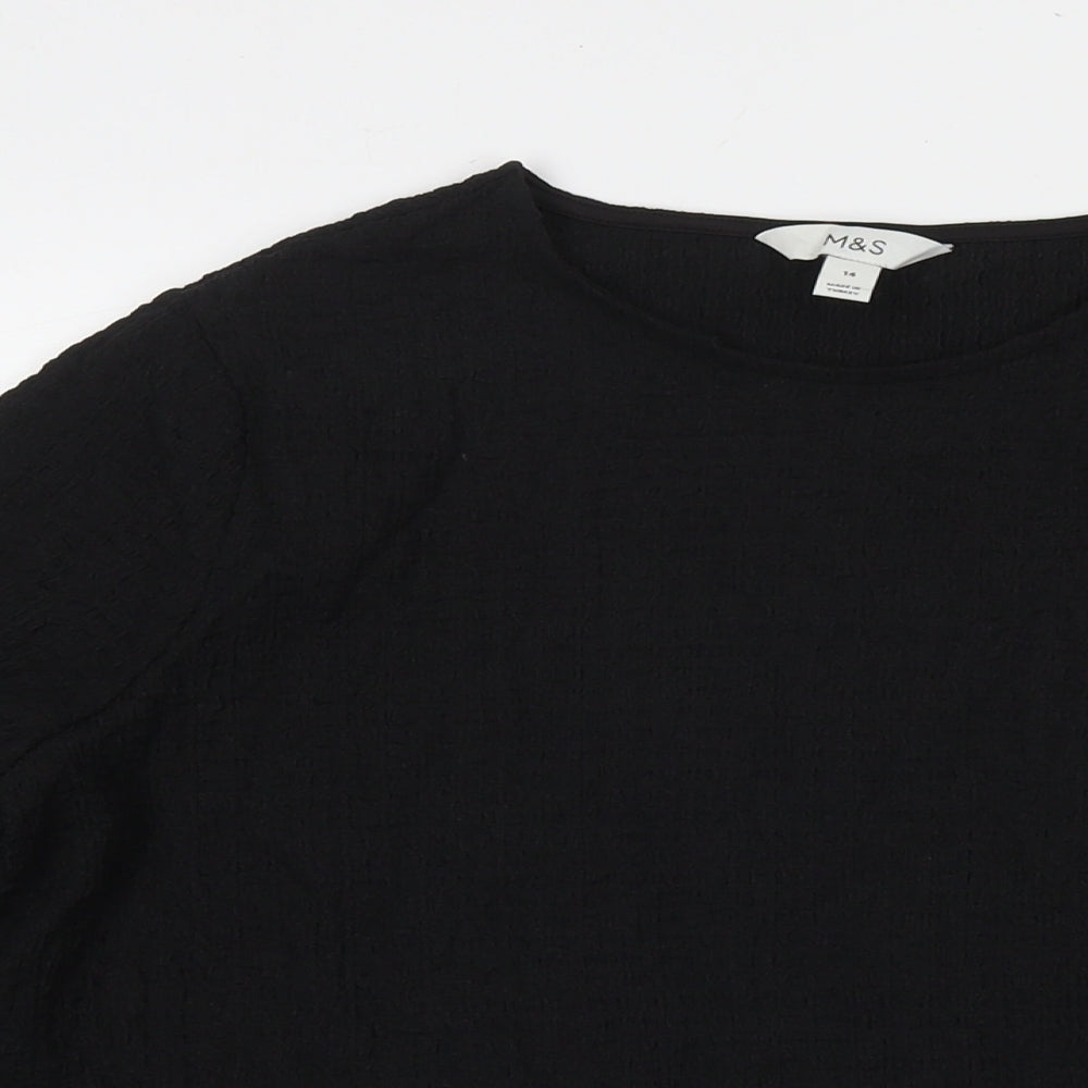 Womens UK Size 14 Marks and Spencer Black Basic Blouse
