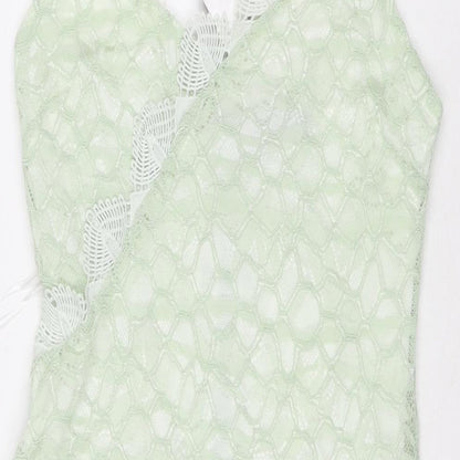 Topshop Womens Green Polyester Bodycon Size 10 V-Neck Zip