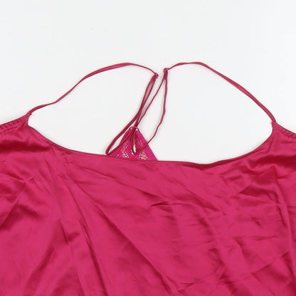 Marks and Spencer Womens Pink Polyester Camisole T-Shirt Size L Round Neck