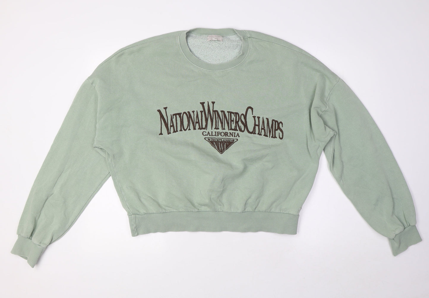 Womens UK Size L Pull&Bear Green Pullover Sweatshirt