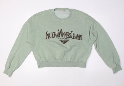 Womens UK Size L Pull&Bear Green Pullover Sweatshirt