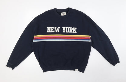 Womens UK Size XS Pull&Bear Blue Pullover Sweatshirt