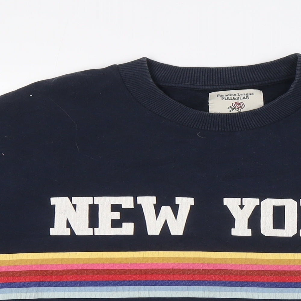 Womens UK Size XS Pull&Bear Blue Pullover Sweatshirt