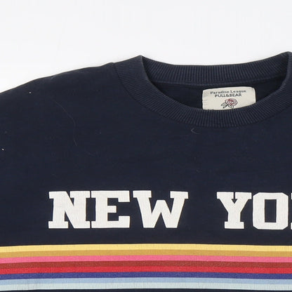 Womens UK Size XS Pull&Bear Blue Pullover Sweatshirt