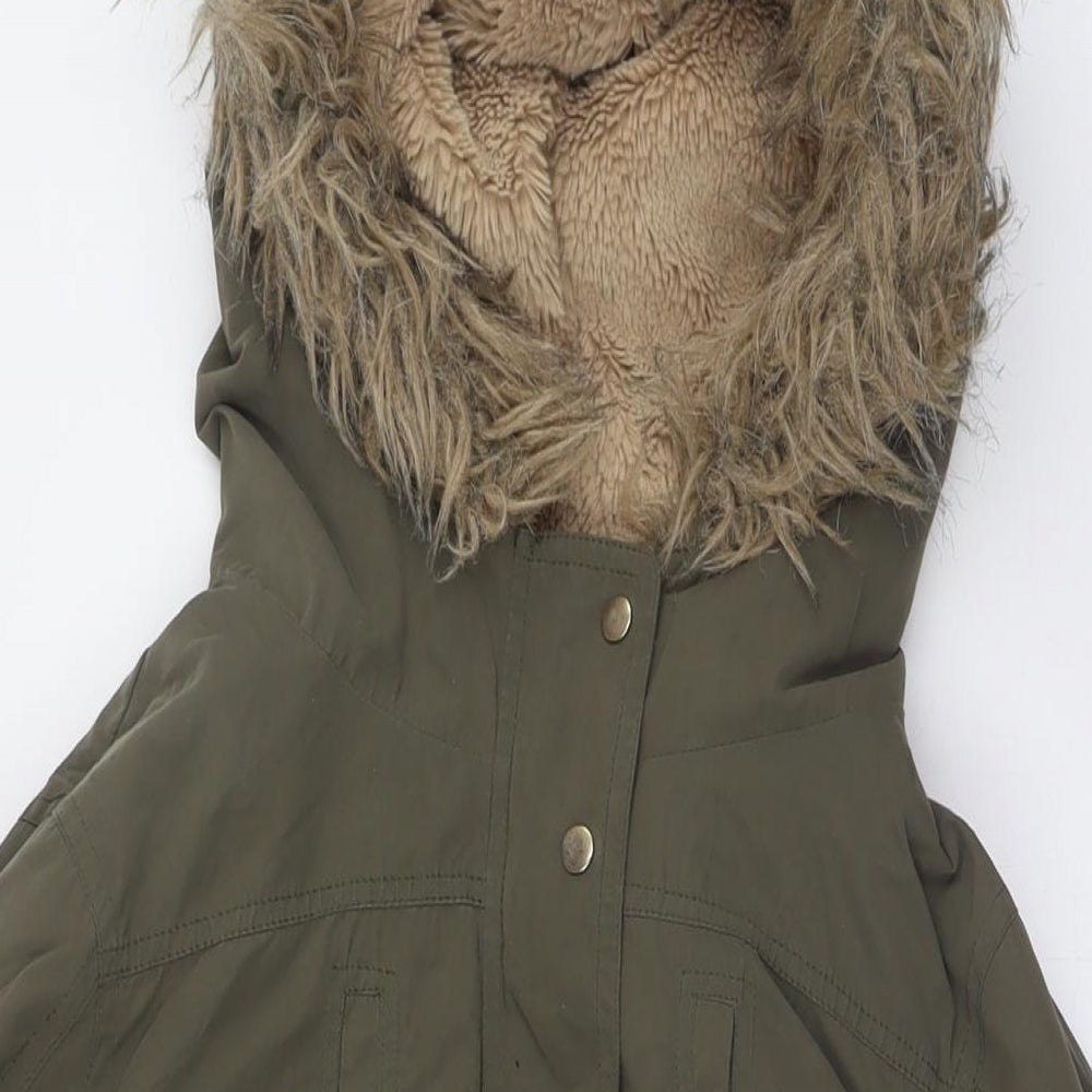 Womens UK Size S Oasis Green Parka Coat