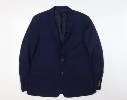 Mens UK Size 44 River Island Regular Blue Suit Jacket