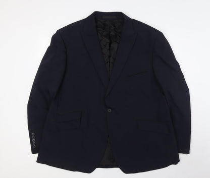 Autograph Mens Blue Polyamide Jacket Suit Jacket Size XL Regular