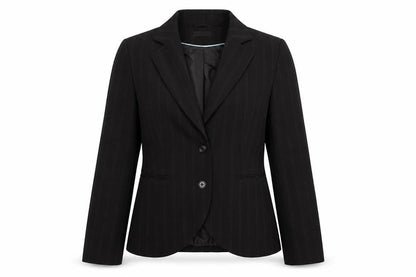 Select Womens Brown Striped Jacket Size 12 Button - Single Button Closure
