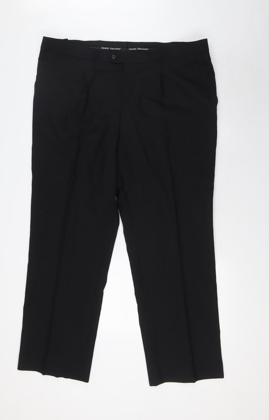 Daniel Grahame Mens Black Polyester Trousers Size 42 in L30 in Regular Zip - Tuxedo