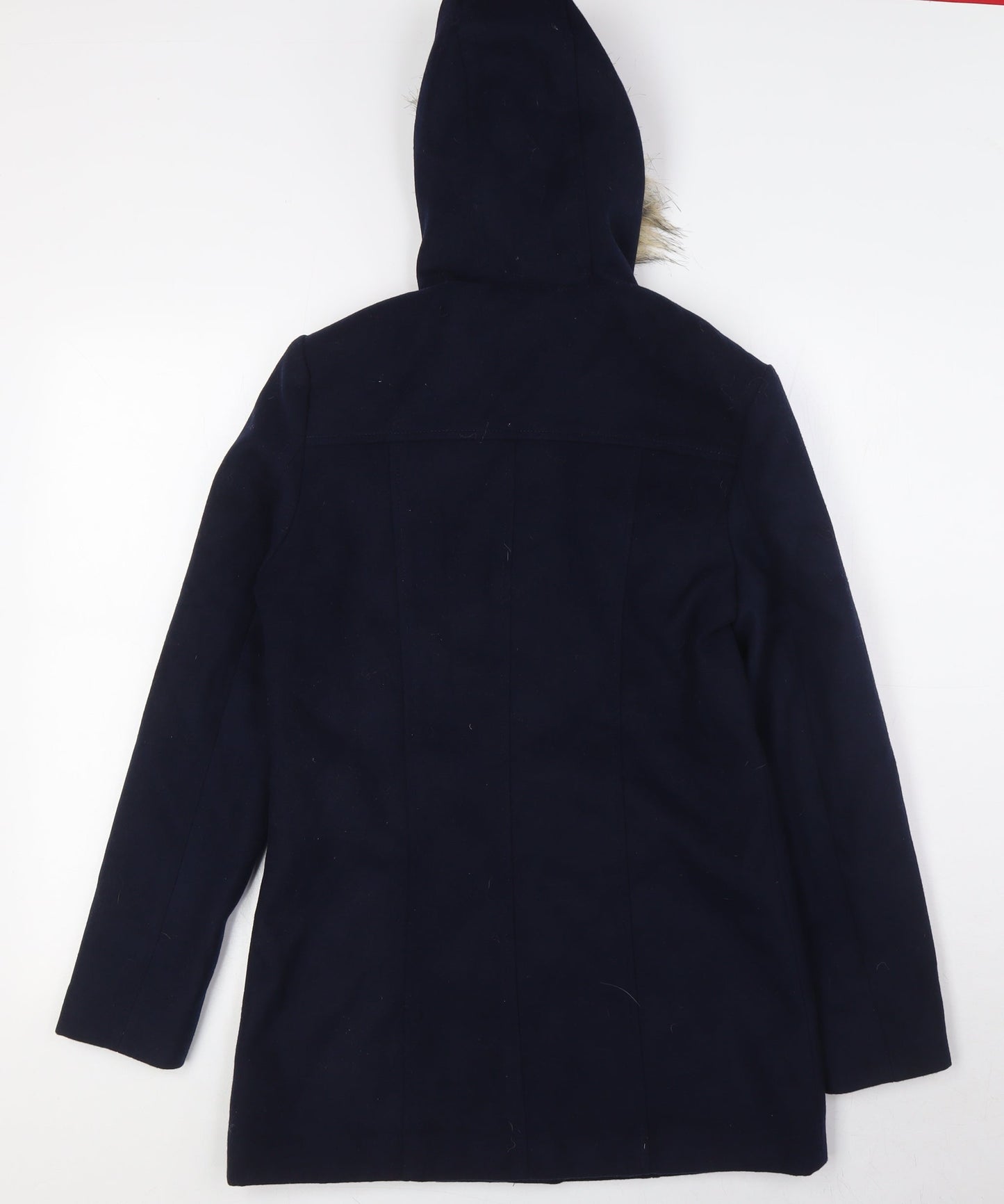 FOREVER 21 Womens Blue Parka Coat Size S Snap - Fue Fur Trim