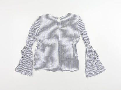 Womens UK Size S Pull&Bear Blue Basic Blouse