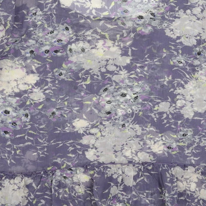 Indigo Womens Blue Floral Polyester Basic Blouse Size 14 Boat Neck - Sheer