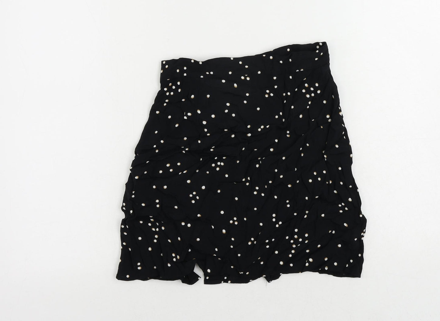 H&M Womens Black Animal Print Viscose Mini Skirt Size 6 Button