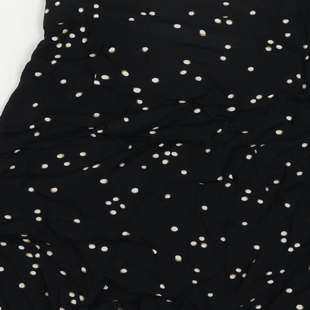 H&M Womens Black Animal Print Viscose Mini Skirt Size 6 Button
