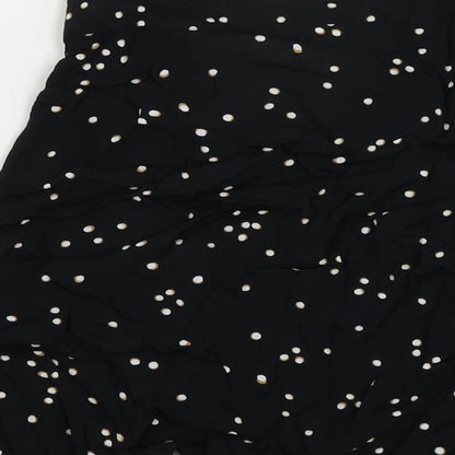 H&M Womens Black Animal Print Viscose Mini Skirt Size 6 Button