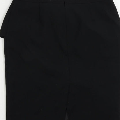 Dorothy Perkins Womens Black Polyester Straight & Pencil Skirt Size 10 Zip - Ruffle