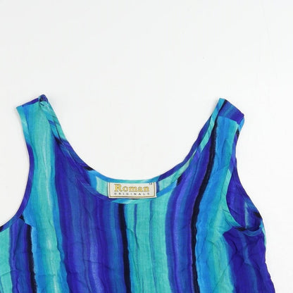 Womens UK Size 12 Roman Blue Basic Tank