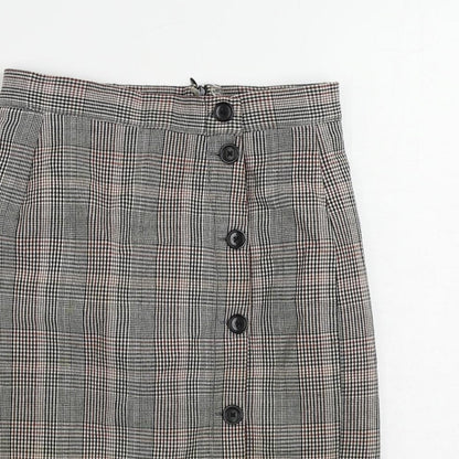 H&M Womens Grey Plaid Polyester Straight & Pencil Skirt Size 6 Zip