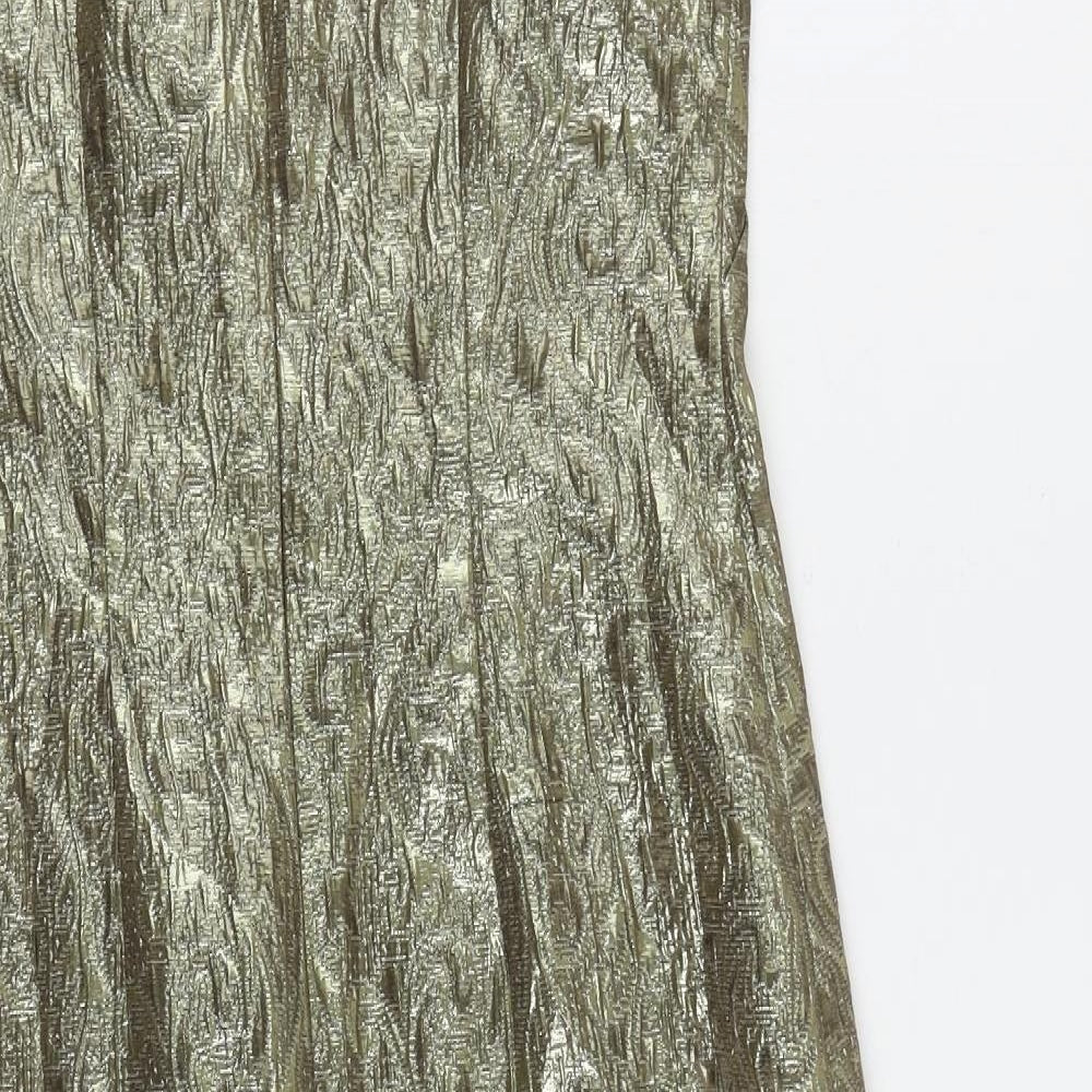 Kaleidoscope Womens Gold Acetate Pencil Dress Size 12 Boat Neck Zip