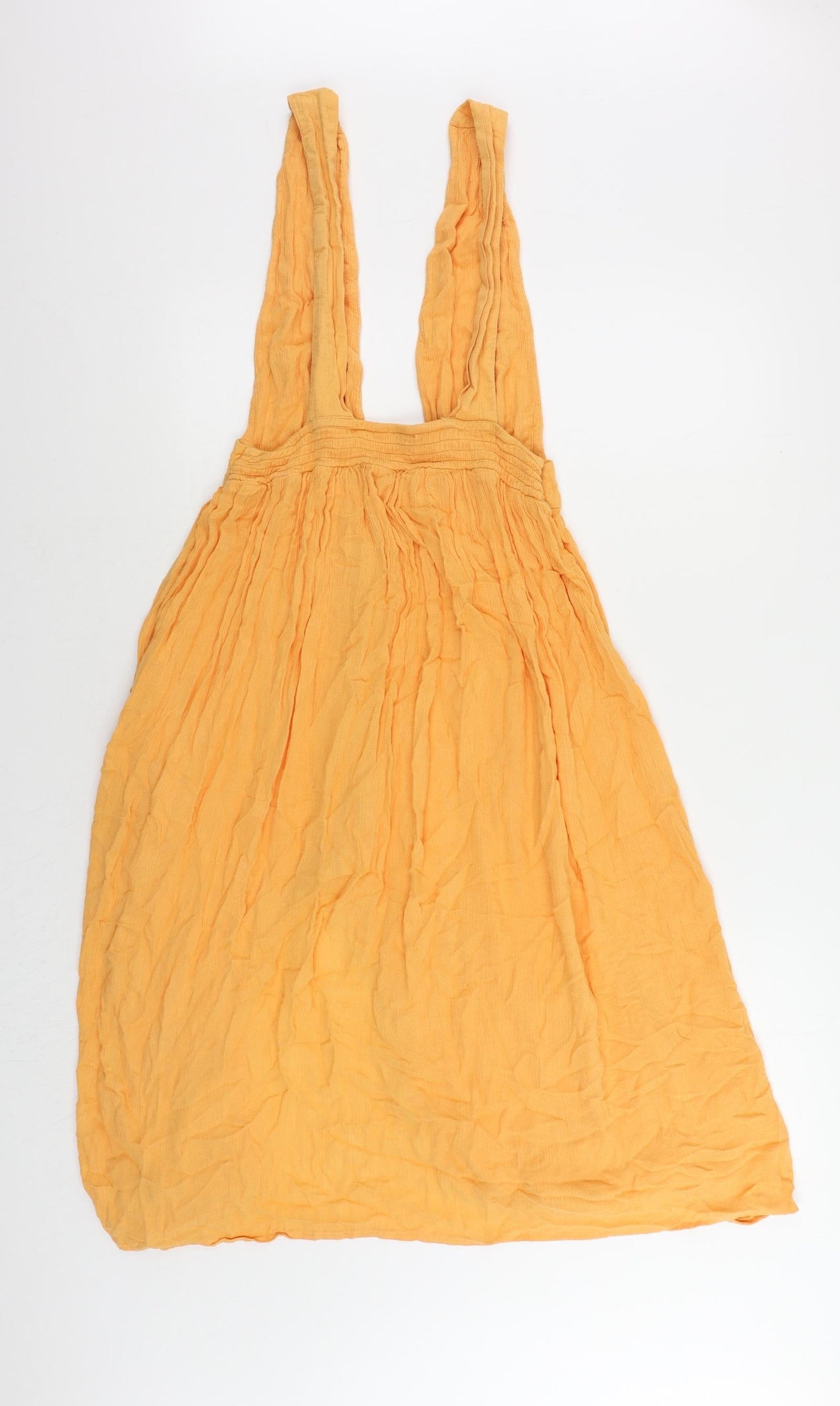 Topshop Womens Orange Viscose Tank Dress Size M V-Neck Pullover