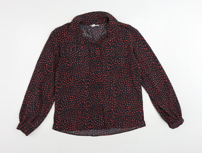 Womens UK Size 10 Topshop Black Basic Button-Up