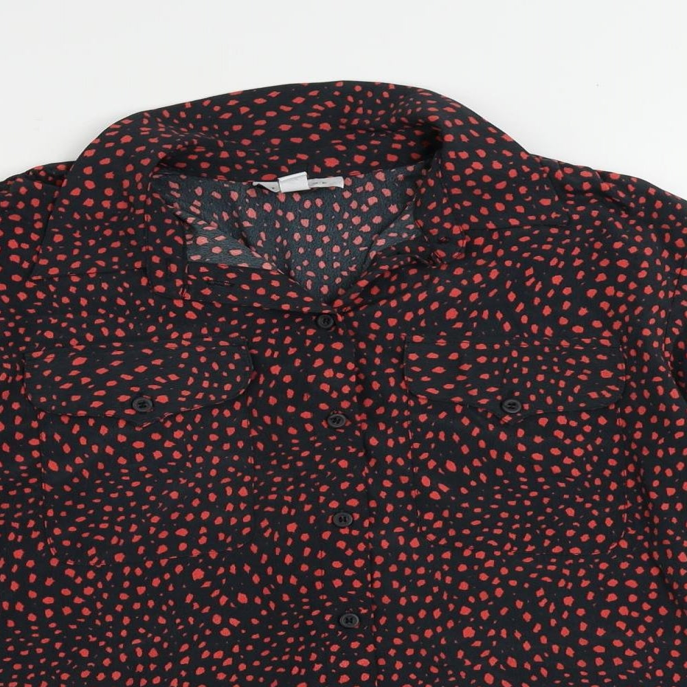Womens UK Size 10 Topshop Black Basic Button-Up