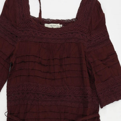 nice things Womens Purple Cotton Sheath Size 8 Square Neck Pullover - Lace Detail