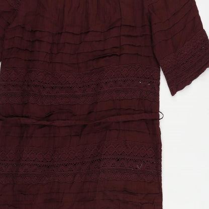nice things Womens Purple Cotton Sheath Size 8 Square Neck Pullover - Lace Detail
