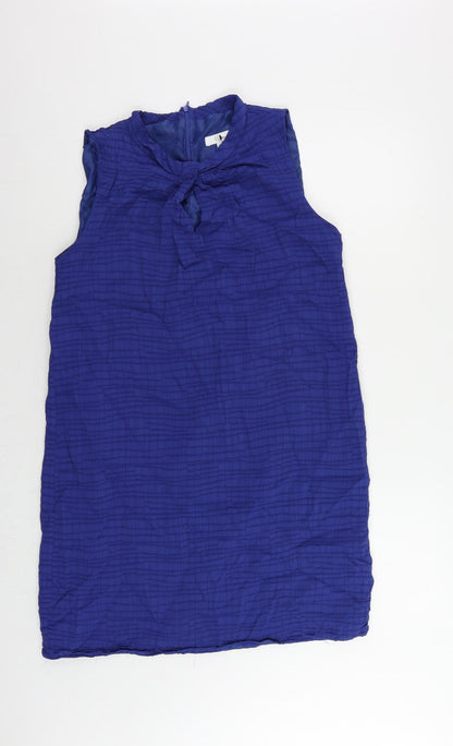 CC Womens Blue Polyester Shift Size 16 Round Neck Zip - Lined