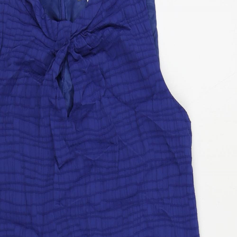 CC Womens Blue Polyester Shift Size 16 Round Neck Zip - Lined