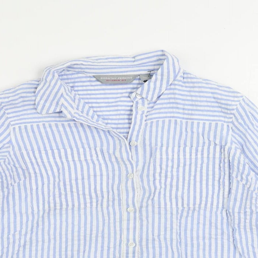 Womens UK Size 8 Dorothy Perkins Blue Basic Button-Up