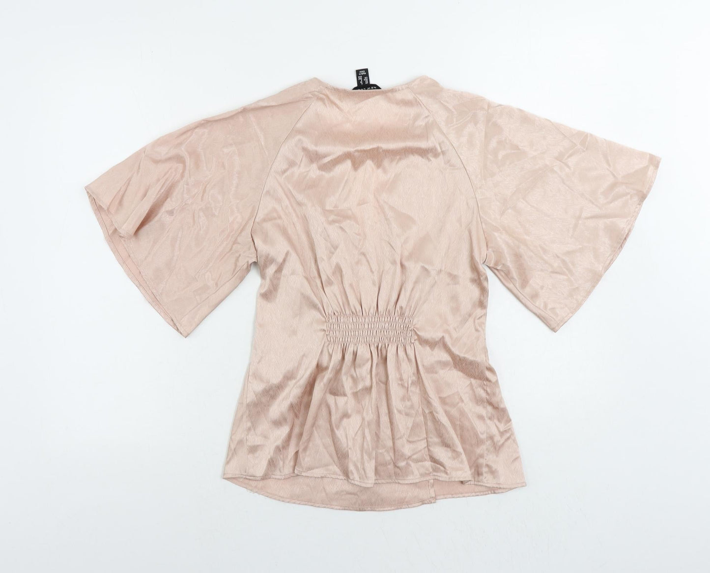 New Look Womens Pink Polyester Basic Blouse Size 8 V-Neck