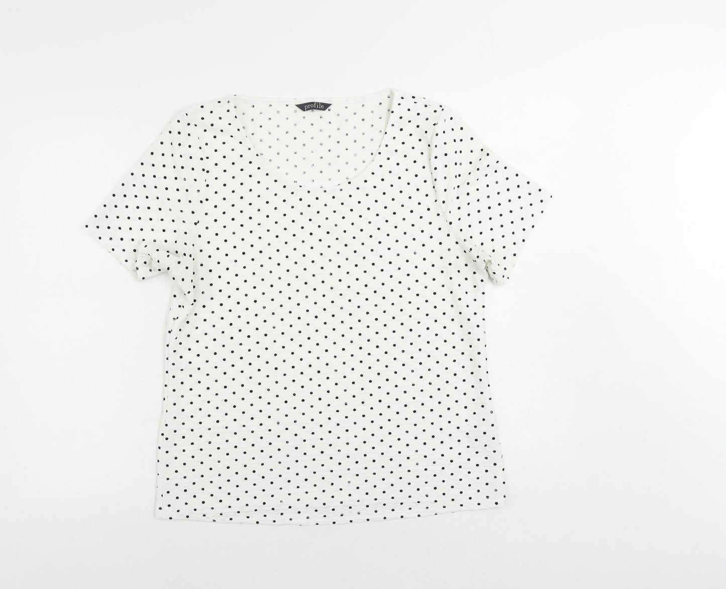 Womens UK Size 14 Profile White Basic T-Shirt