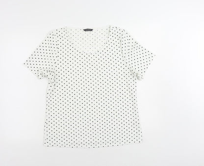 Womens UK Size 14 Profile White Basic T-Shirt
