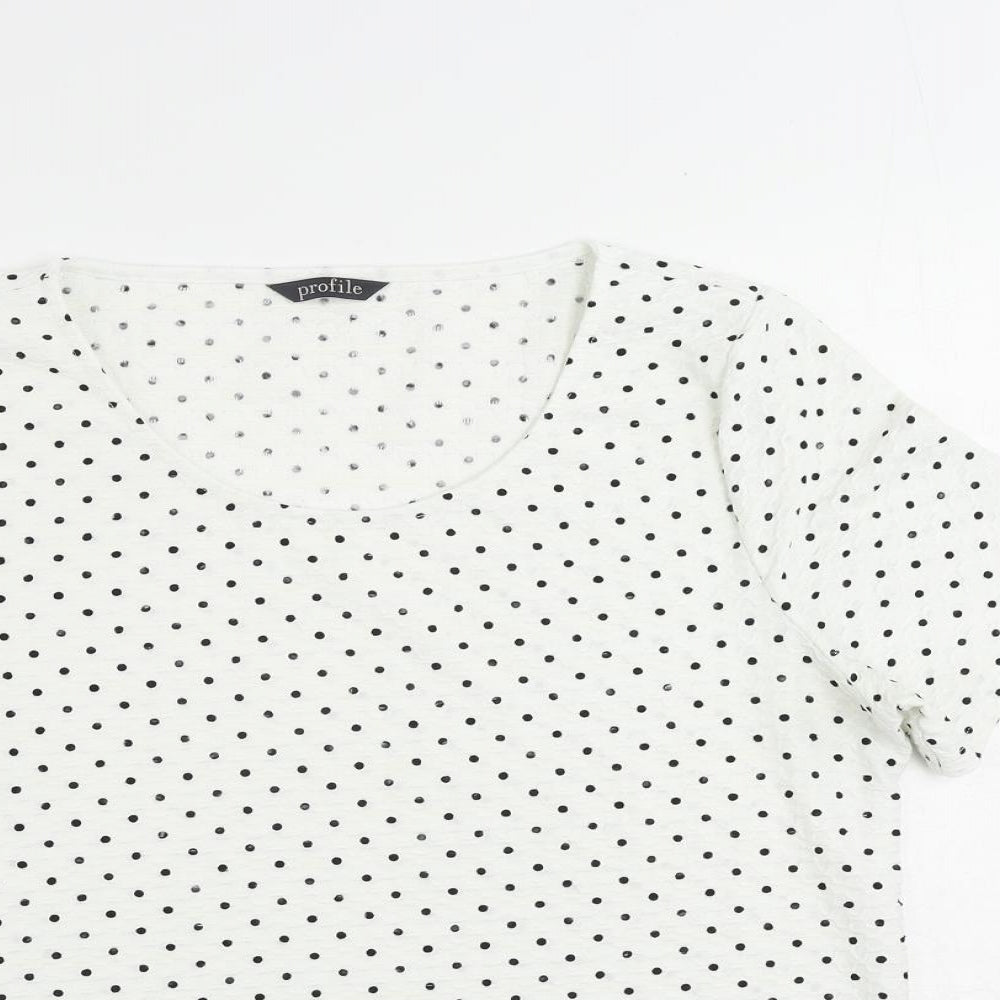 Womens UK Size 14 Profile White Basic T-Shirt