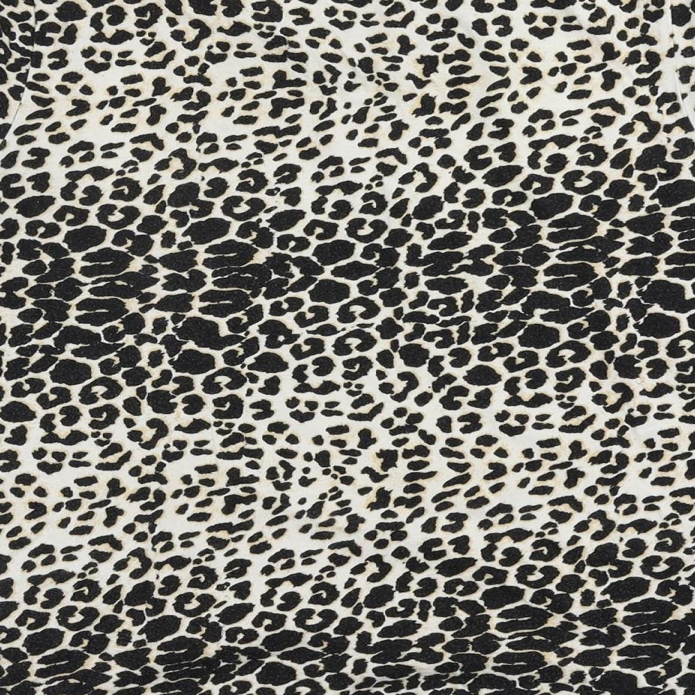 M&Co Girls Black Animal Print Cotton Pullover T-Shirt Size 13 Years Crew Neck Pullover