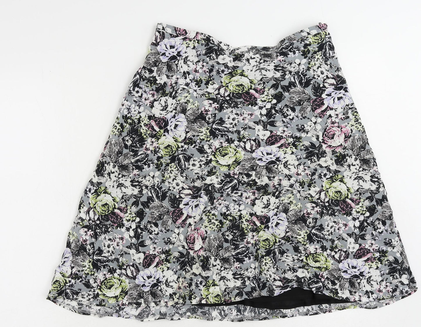 Marks and Spencer Womens Multicoloured Floral Viscose A-Line Skirt Size 10 Zip